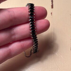 Black spinel marquise cut adjustable bracelet